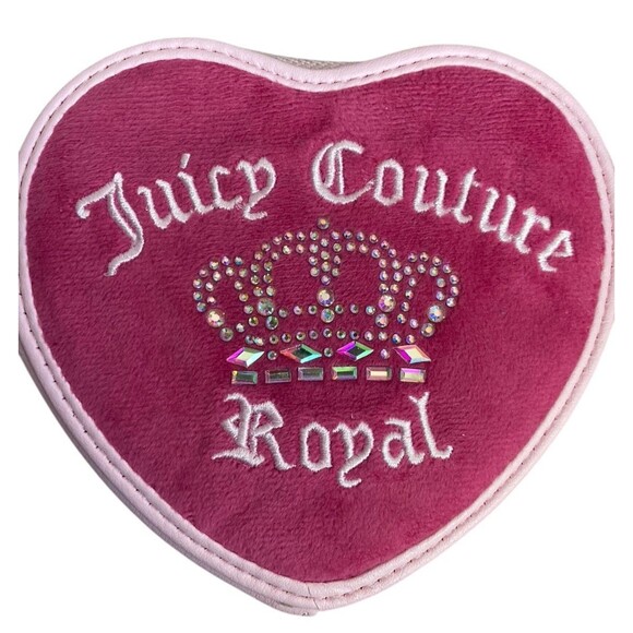 NWT Juicy Couture Kingdom Heart Zip Wristlet - Raspberry Tart Velour - Picture 2 of 5